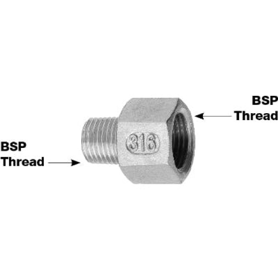 3/4 BSP Female X 1/2 BSP Male 316 Neg Bush Adapter