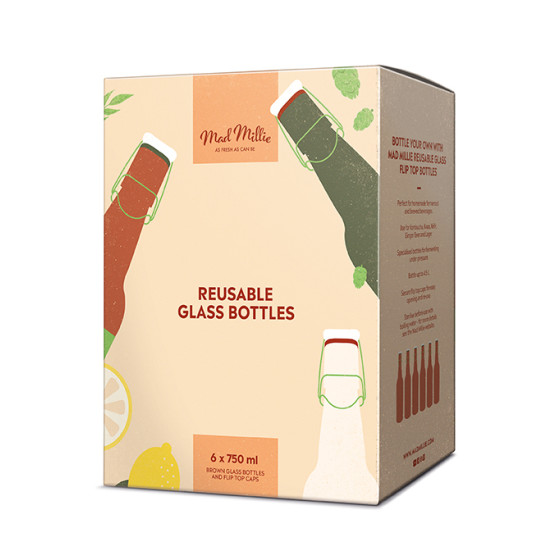 Reusable Brown Glass Flip Top Bottles 750ml