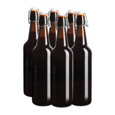 Reusable Brown Glass Flip Top Bottles 750ml x 6