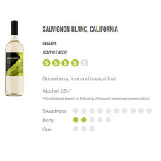 WineXpert Reserve Wine making kit California Sauvignon Blanc 10L (MAKES 23L)