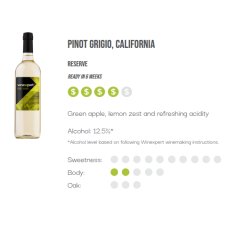 WineXpert Reserve Wine making kit Italian Pinot Grigio 10L (MAKES 23L)